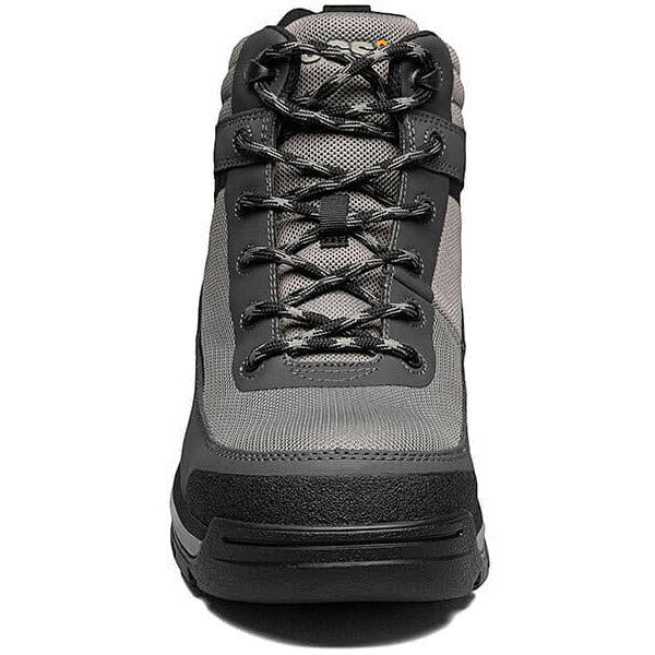 A front view of a BOGS SHALE MID COMPOSITE TOE BOOT GREY - MENS, featuring BOGS Rebound cushioning.