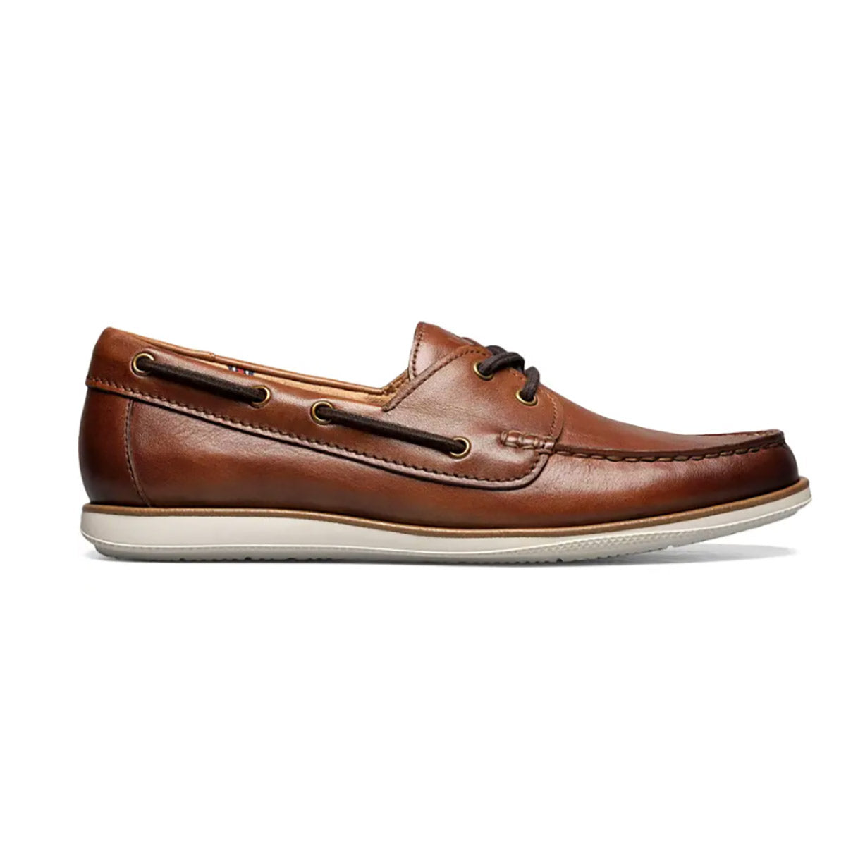 A single Florsheim FLORSHEIM ATLANTIC BOAT CHOCO - MENS shoe with EVA sole, isolated on a white background.