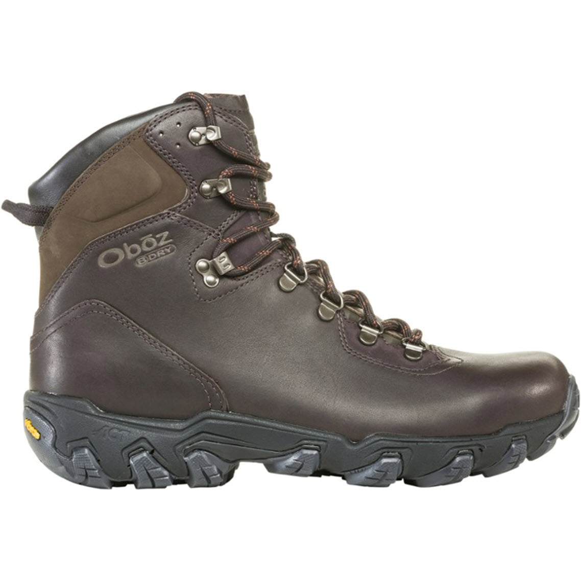 Replace the product in the sentence below with the given product name and brand name.
&quot;Brown Oboz Yellowstone Premium Mid Bdry Espresso boot with black sole.