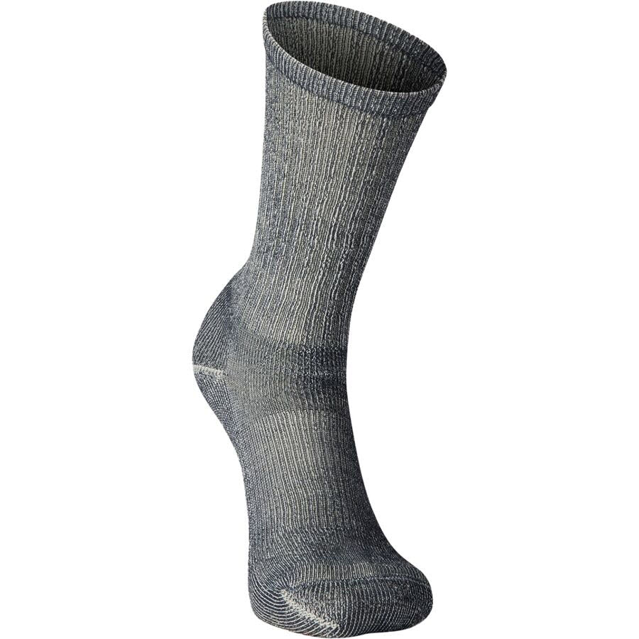 A single gray Smartwool Merino wool sock designed for cold weather, featuring reinforced heel and toe areas.