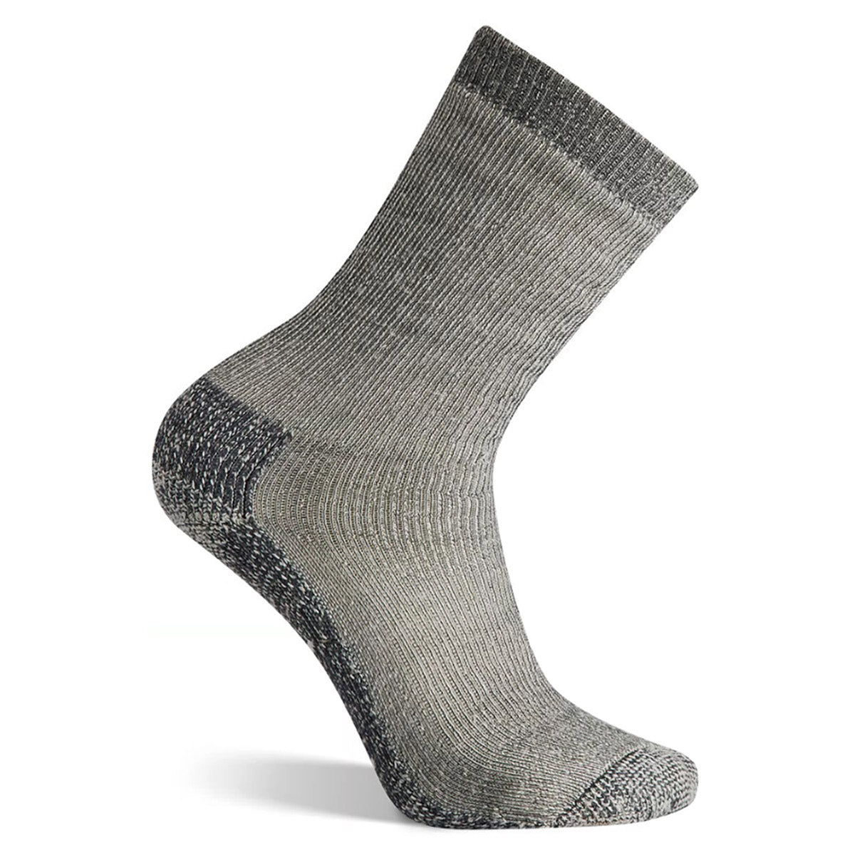 A single gray Smartwool Classic Hike Extra Cushion Medium Grey crew sock displayed against a white background.
