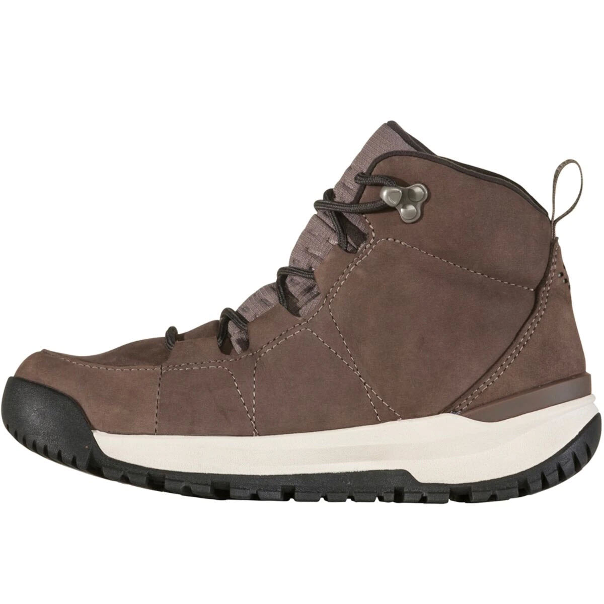 A brown Oboz Spinx Mid Insulated B-Dry Iced Coffee hiking boot isolated on a white background.