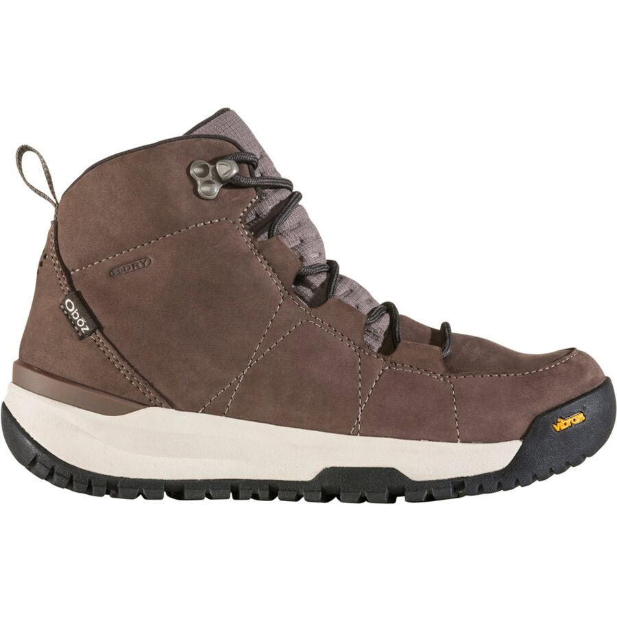A single Oboz Spinx Mid Insulated B-DRY Iced Coffee hiking boot with a white sole and lace-up front, featuring a B-DRY waterproof membrane.