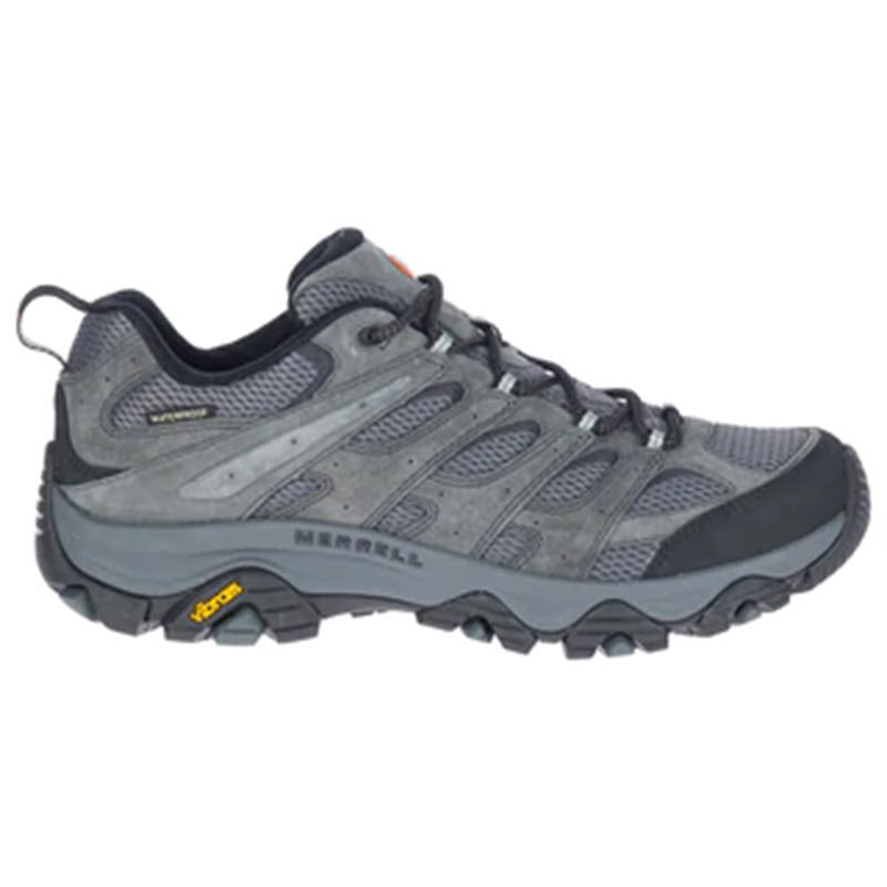 Gray Merrell Moab 3 hiking shoe with orange accents on a white background.
should be replaced with:
Gray MERRELL MOAB 3 WP GRANITE - MENS hiking shoe with orange accents on a white background.