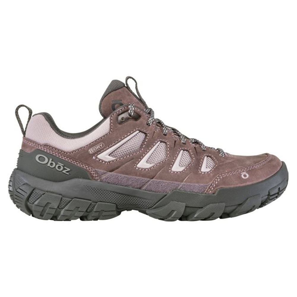 A single brown OBOZ SAWTOOTH X LOW B-DRY LUPINE hiking shoe displayed against a white background.