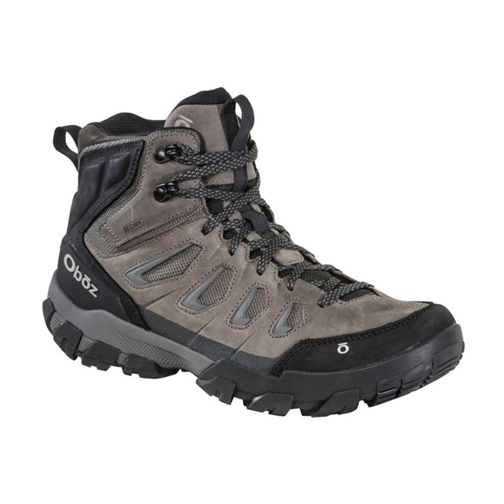 Men&#39;s waterproof hiking boot with ankle support and durable Oboz True Tread sole.