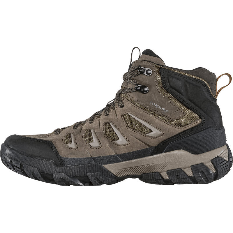 Men&#39;s OBOZ SAWTOOTH X MID BDRY CANTEEN hiking boot with durable outsole and reinforced toe cap.