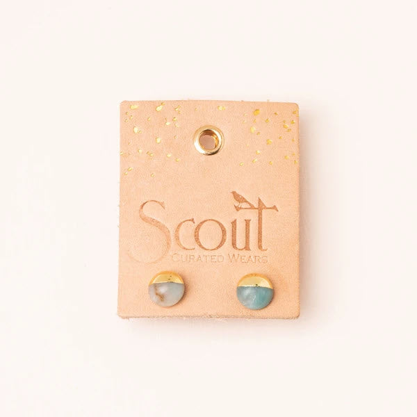 SCOUT DIPPED STONE STUD EARRINGS AFRICAN TURQUIS