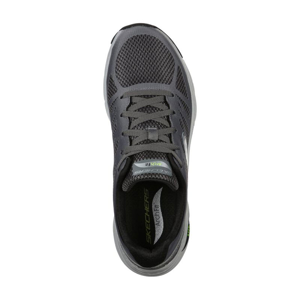Top-down view of a Skechers Arch Fit Charge Back Charcoal/Black - Men&#39;s athletic shoe.
