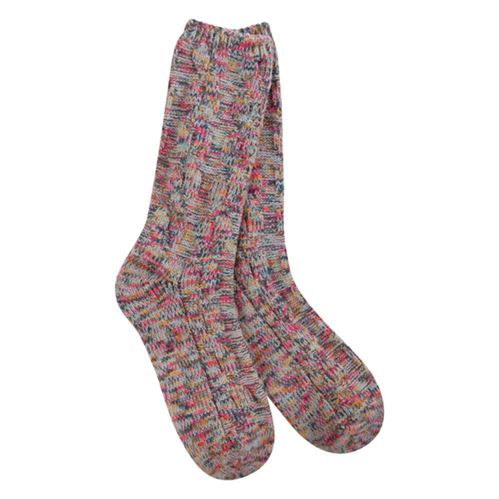 A pair of Worlds Softest Ragg Cable Crew Socks Celestial - Womens displayed against a white background.