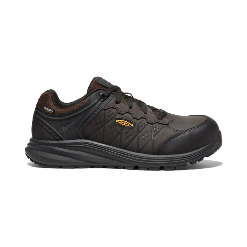Durable men&#39;s Keen CT Vista Energy+ WP Coffee work shoe with carbon-fiber toes on a white background.