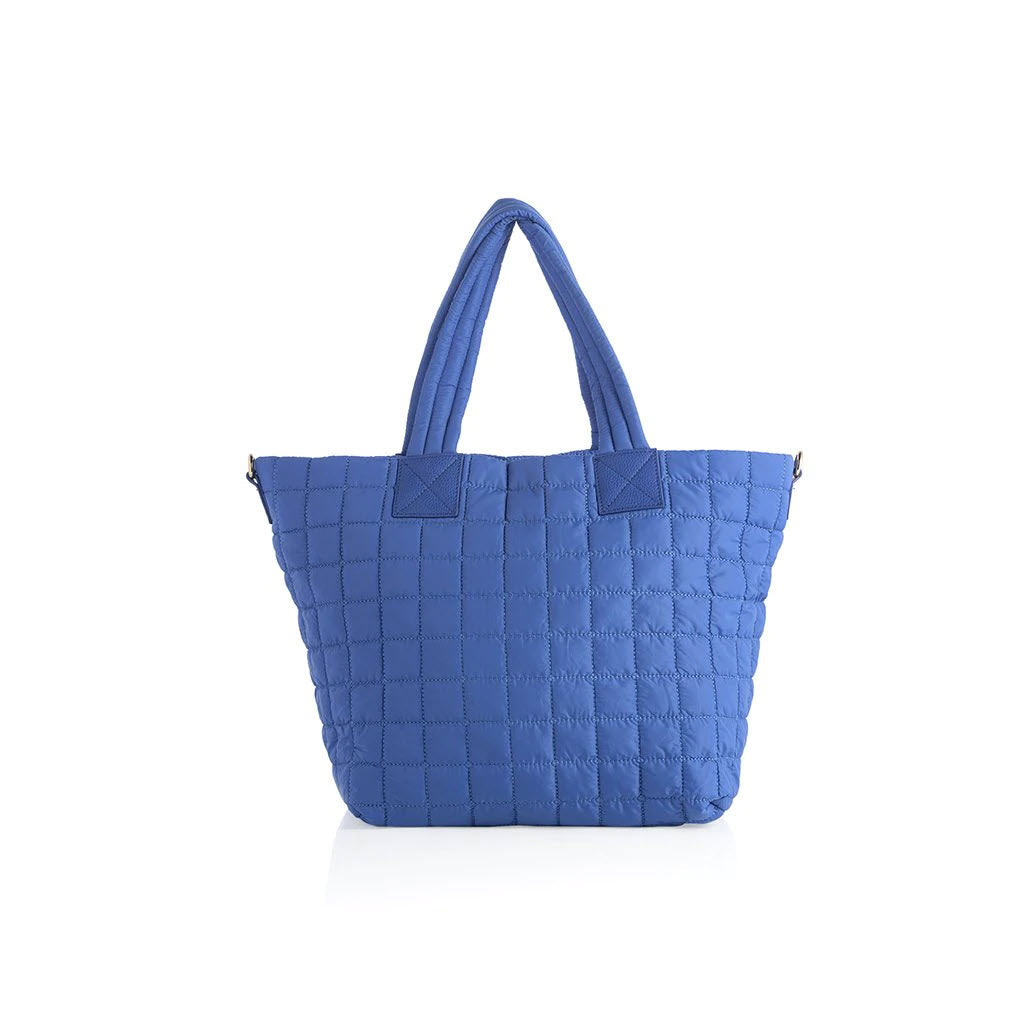 SHIRALEAH EZRA TOTE ULTRAMARINE tote bag isolated on white background.