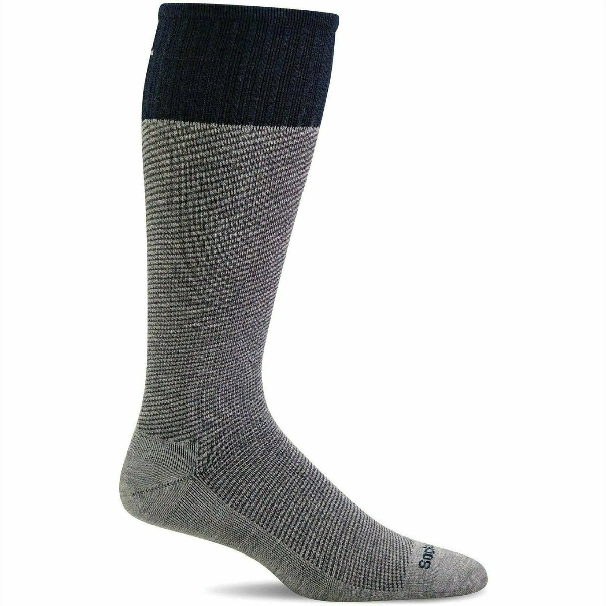 A single grey Sockwell Bart LT Grey 15-20 mmHg compression knee-high sock displayed against a white background.