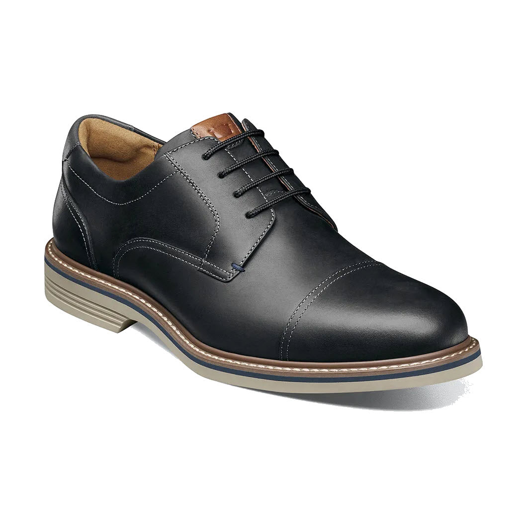 FLORSHEIM NORWALK CAP TOE OXFORD CRAZY HORSE BLACK - MENS