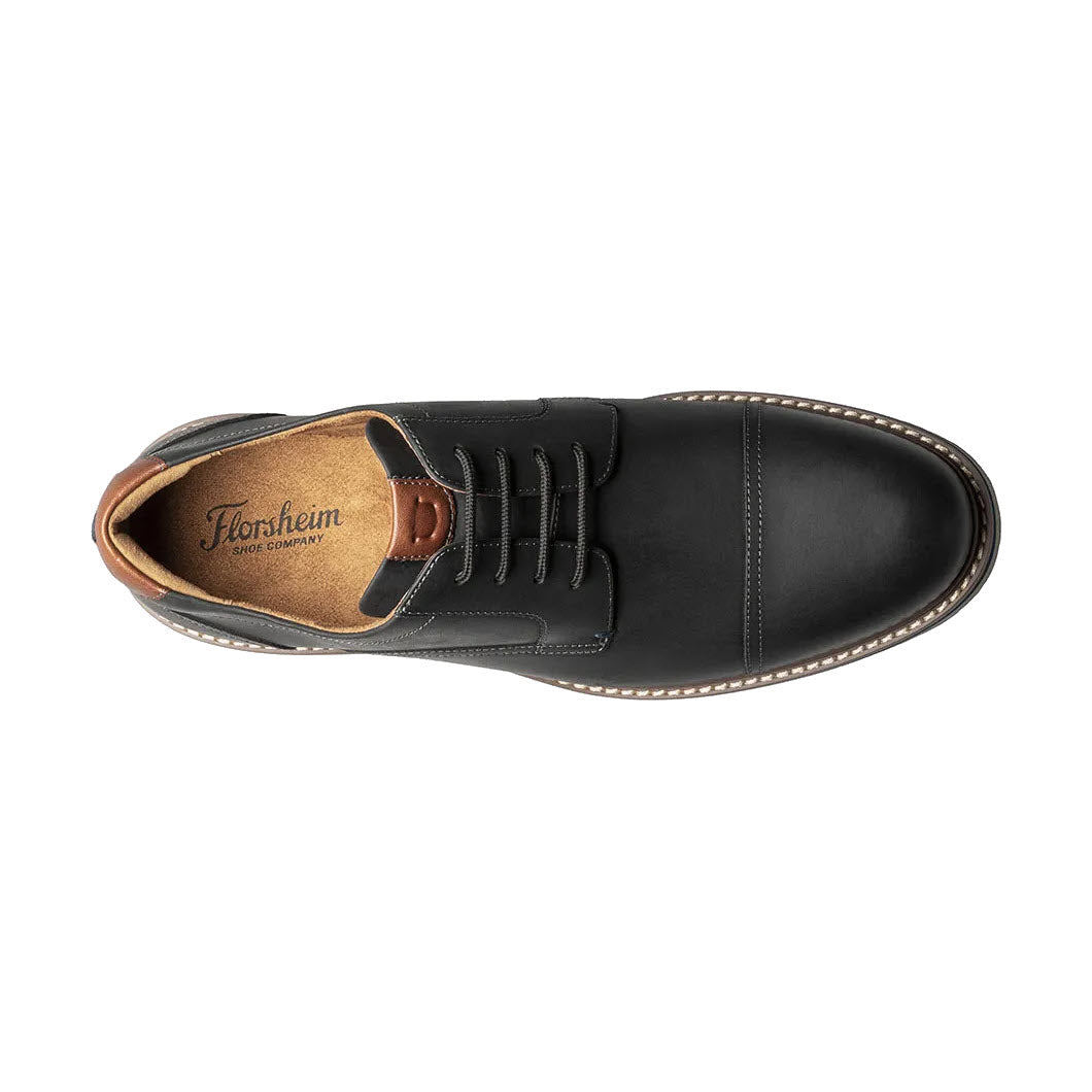 FLORSHEIM NORWALK CAP TOE OXFORD CRAZY HORSE BLACK - MENS