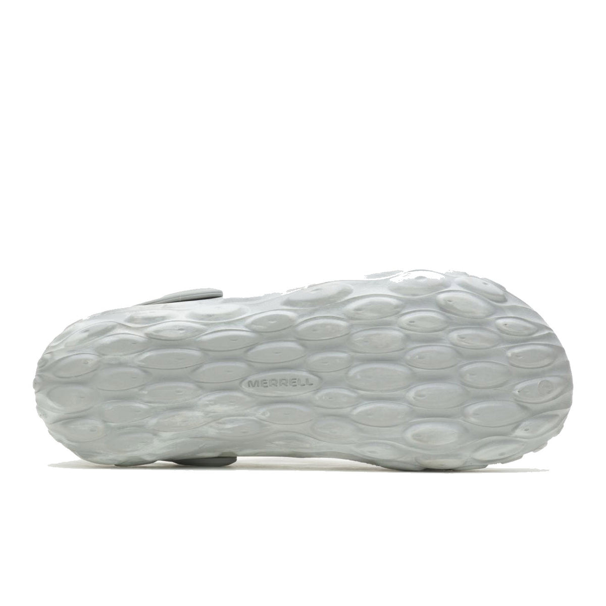 Side view of a gray Merrell HYRDRO MOC PALOMA sneaker with textured sole displayed against a white background.