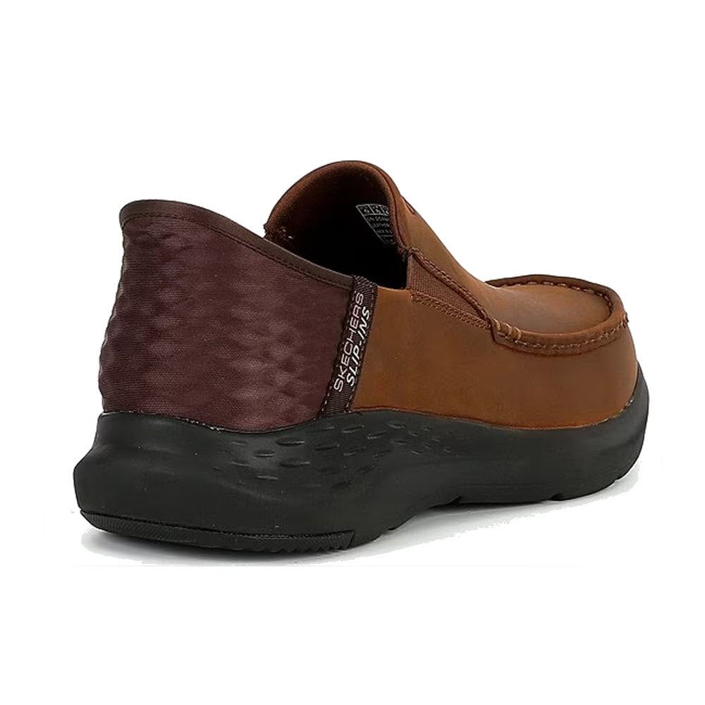 SKECHERS OSWIN MOC TOE LEATHER SLIP-INS DARK BROWN - MENS SKECHERS OSWIN MOC TOE LEATHER SLIP-INS DARK BROWN - MENS