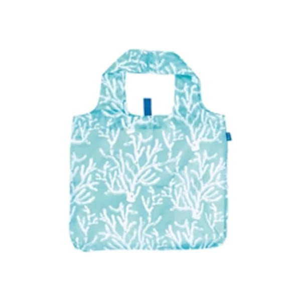 A BLU BAG SEA CORAL reusable shopping bag featuring a white coral print design, with a visible handle at the top. Brand: Rockflowerpaper.