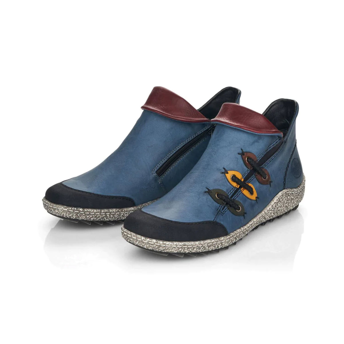 RIEKER EURO CITY SLIP ON HIGH TOP BLUE MULTI - WOMENS
