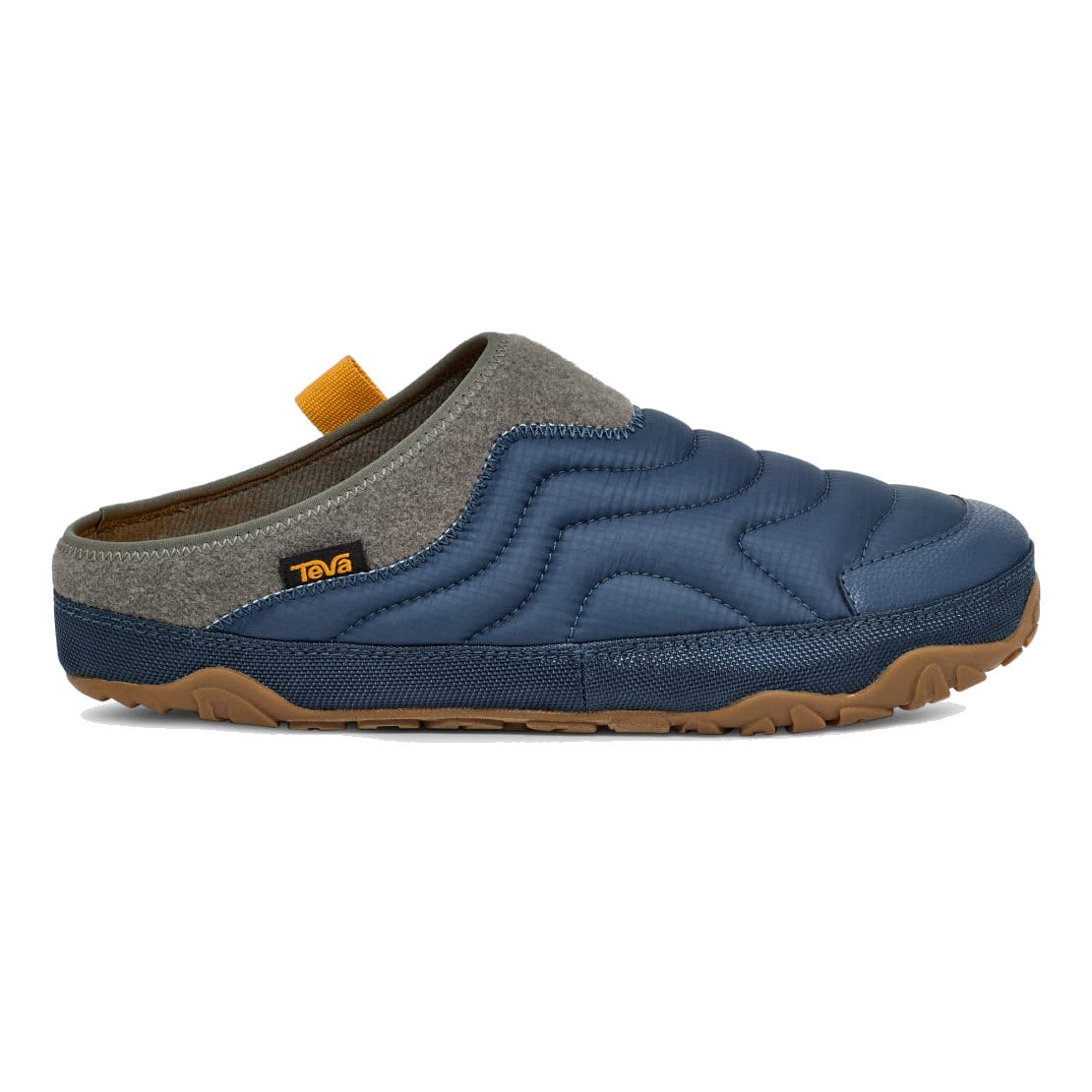 A single blue and gray Teva ReEmber Terrain slip-on shoe with a prominent sole and a pull tab on the heel.