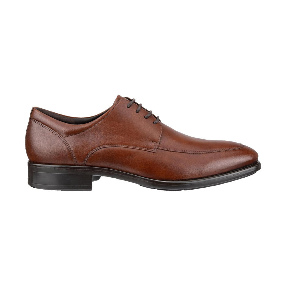 A brown leather Ecco Cityray derby shoe with laces, shown in a side profile against a white background.