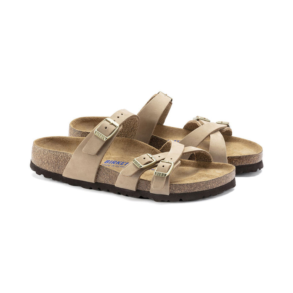 birkenstock sandcastle vs tobacco Arizona Big Buckle nubuck Featuring two perforated nubuck leather straps with individually adjustable metal pin buckles Birkenstock Big Buckle Boston Sandcastle