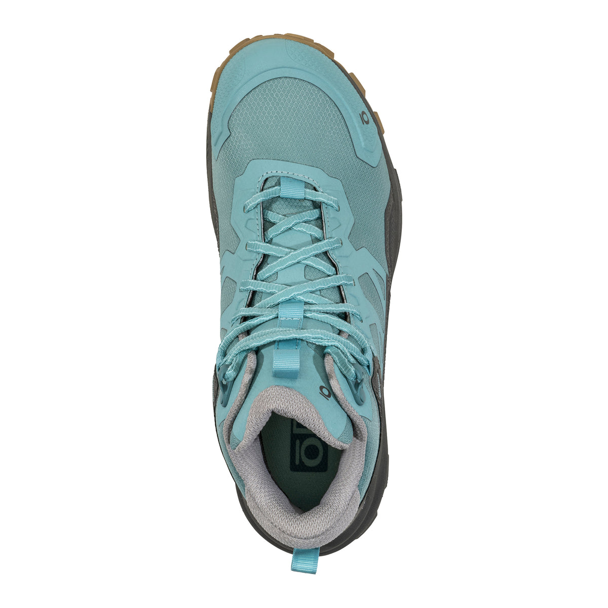 Top view of a single Oboz Katabatic Mid B-Dry Island hiking shoe with laces.