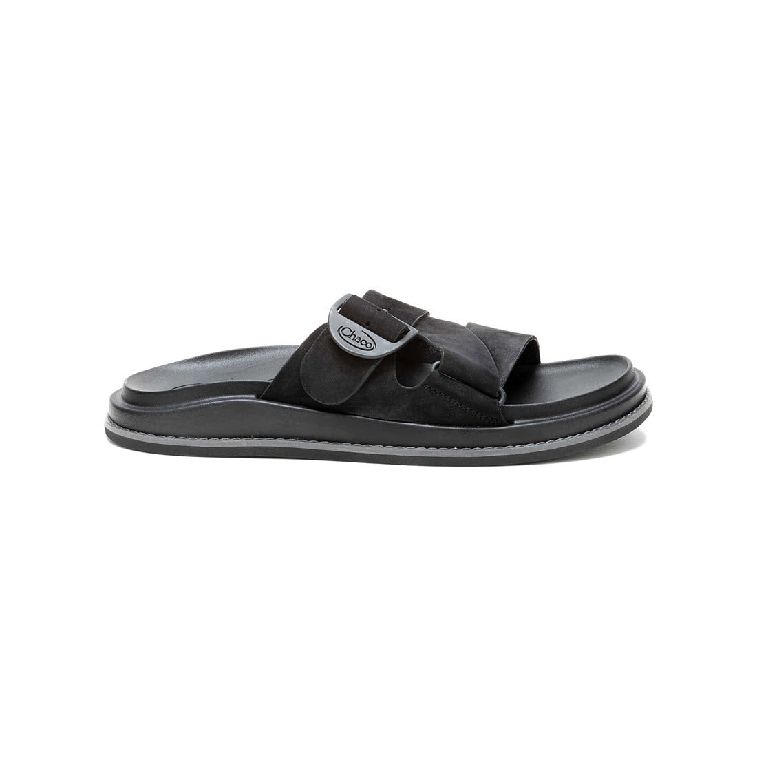 Black Chaco Townes Slide sandal with adjustable strap, displayed against a white background.
