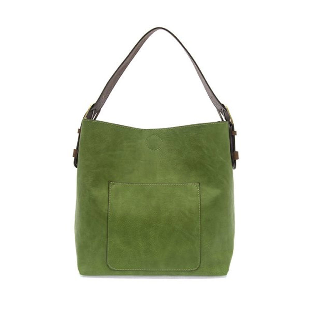 Green Leather Hobo Bag with Outside Pockets - Soft and slouchy leather purse  | Laroll Bags