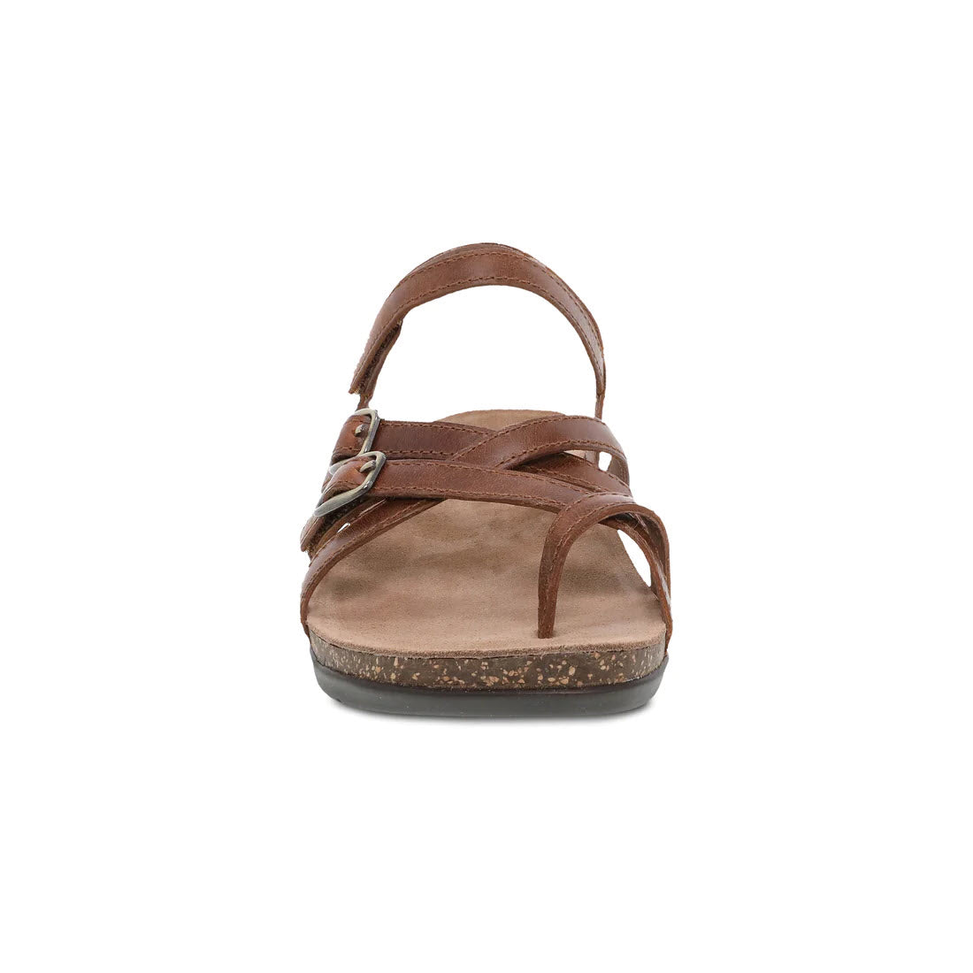 Brown leather strappy sandal with fashionable straps on a white background. - Dansko Roslyn Tan Women&#39;s