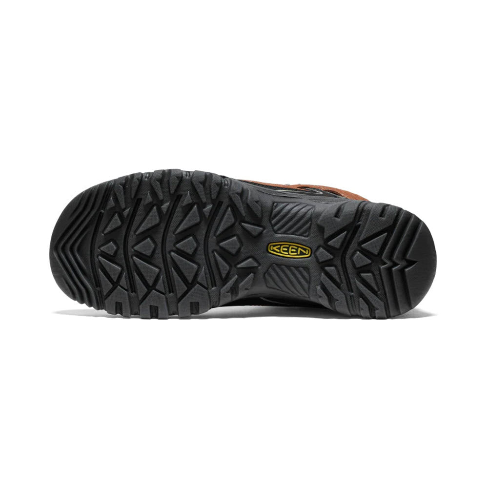 Sole of a durable Keen Targhee IV Mid Waterproof Bison/Black hiking shoe with tread pattern.