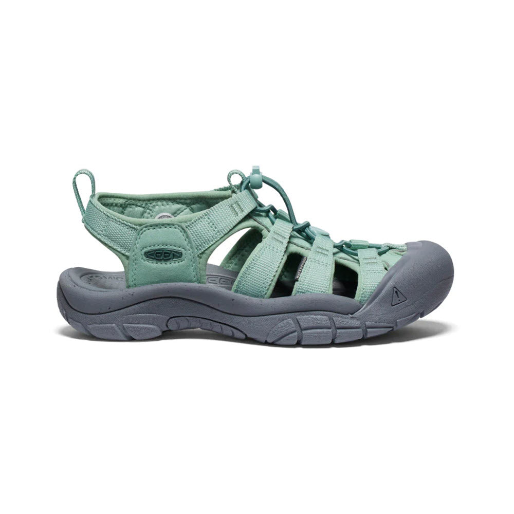A pair of Keen Newport H2 Granite Green sandals with adjustable straps, designed for outdoor activities.