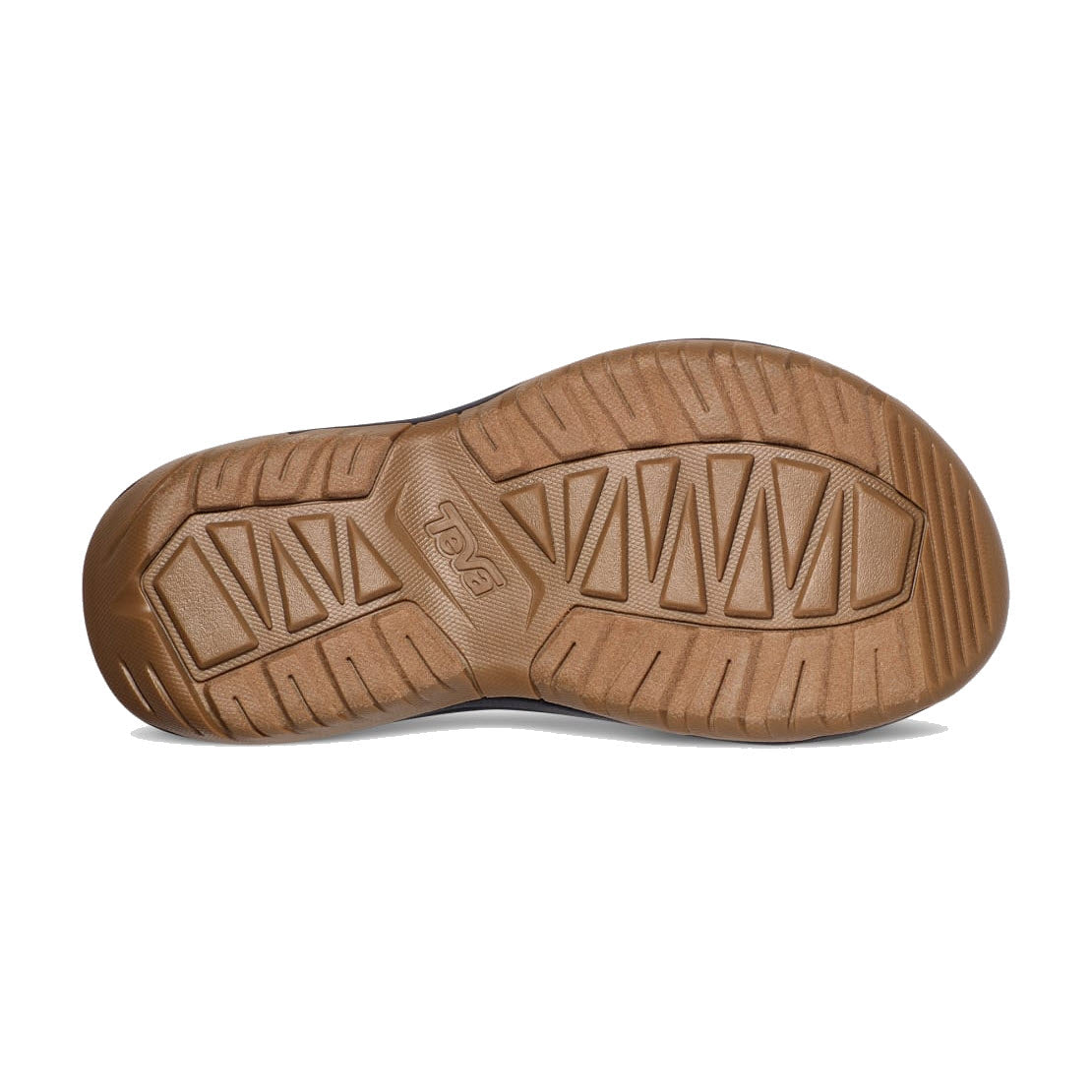 Bottom view of a TEVA HURRICANE XLT2 90S ARCHIVAL REVIVAL - WOMENS sandal sole displaying geometric tread pattern and embossed with the brand name &quot;Teva.