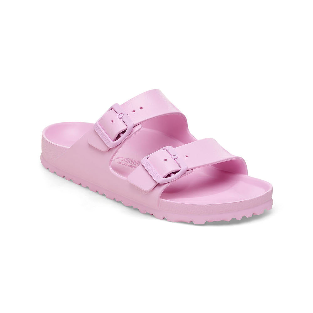 A single pink Birkenstock Arizona EVA Fondant Pink sandal with two adjustable straps, shown against a white background.