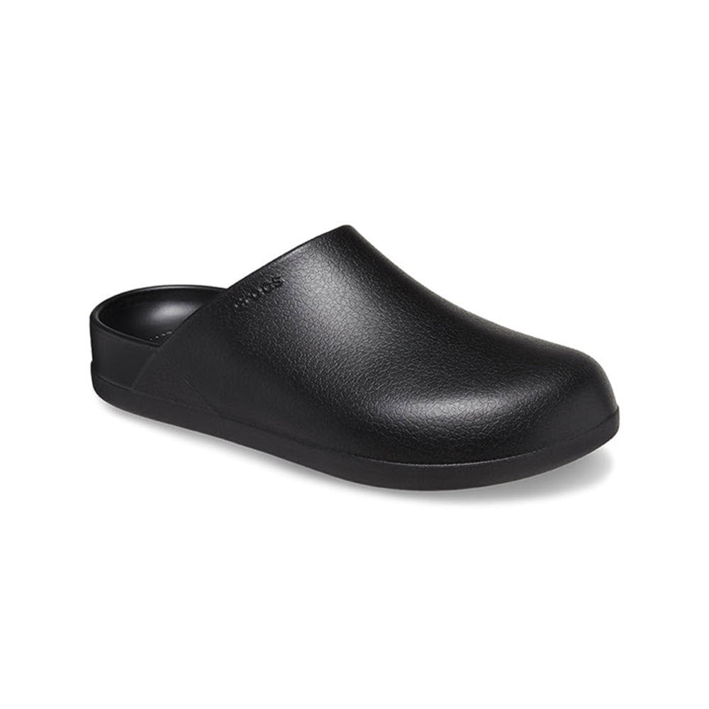 Crocs Dylan Clog in black on a white background, featuring Iconic Crocs Comfort.