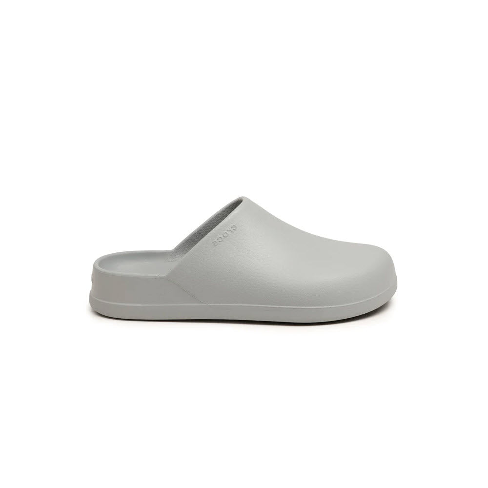A single CROCS DYLAN CLOG LIGHT GREY - WOMENS with a minimalist design, featuring Iconic Crocs Comfort™, displayed against a white background.