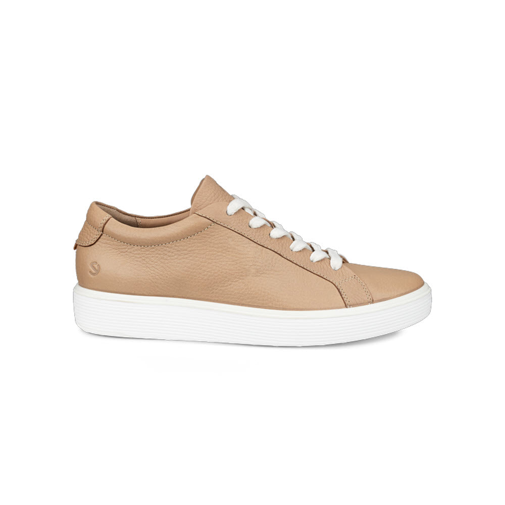 A single nude ECCO SOFT 60 sneaker with white laces and a thick white sole, isolated on a white background.