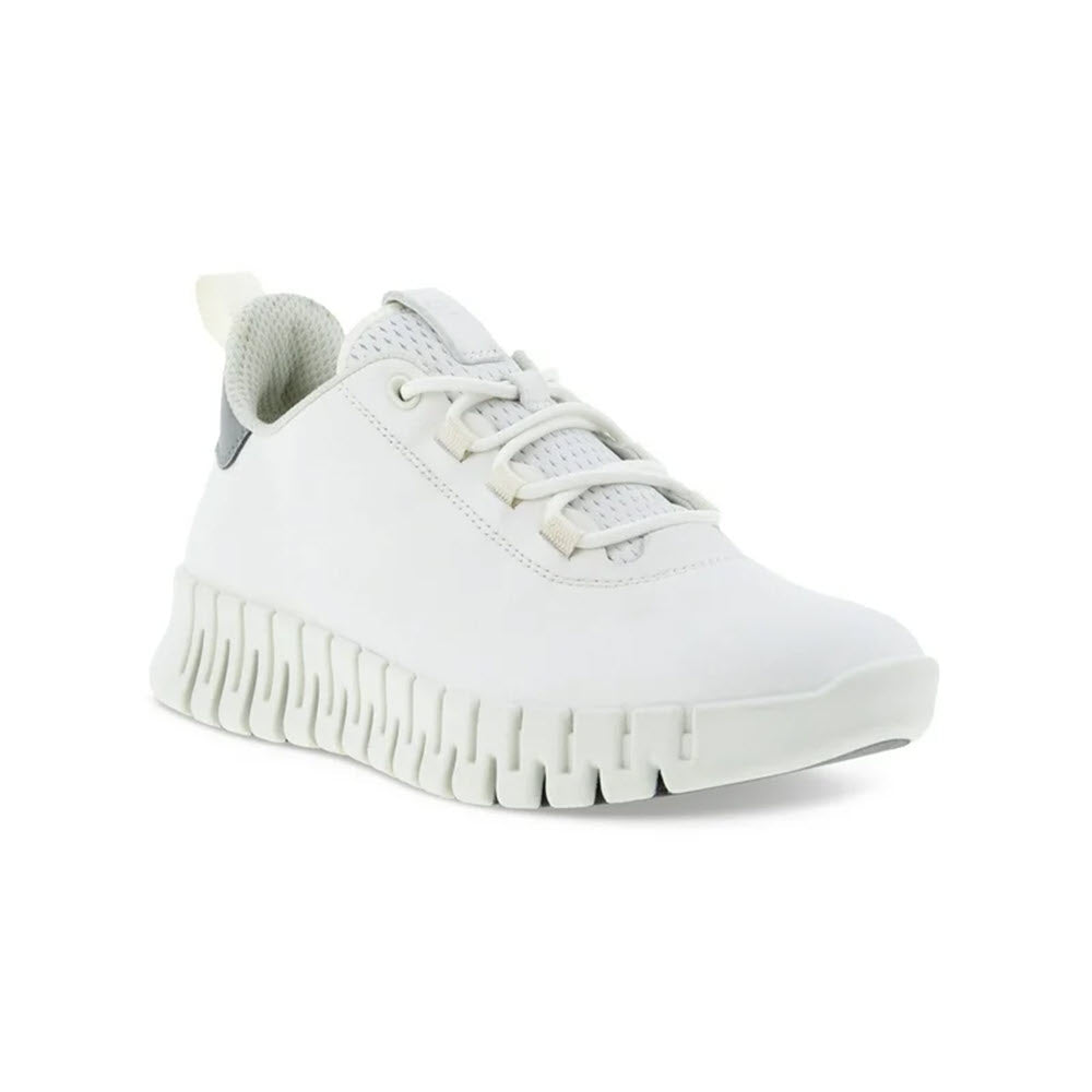 ECCO GRUUV WHITE/LIGHT GREY sneakers with chunky, ribbed sole and grey accents on a plain white background.