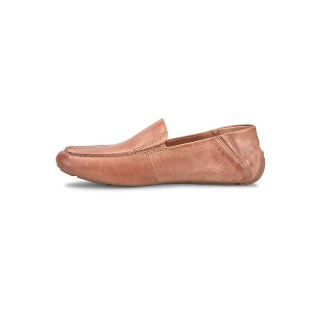 A single Born Marcel slip on driving moc cognac shoe featuring moisture-wicking lining, displayed on a white background.
