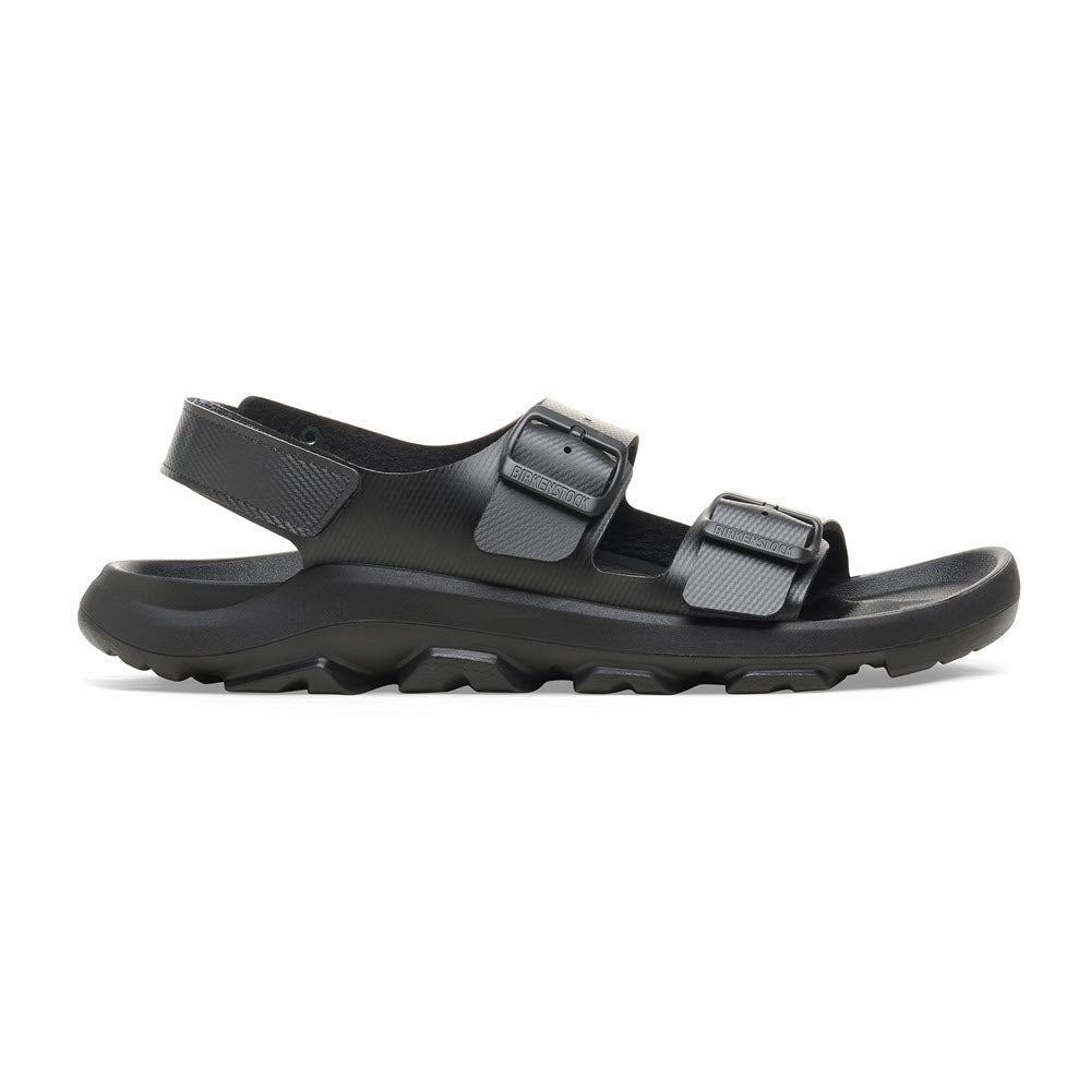 A BIRKENSTOCK MOGAMI TERRA OASIS BLACK - WOMENS sandal with adjustable buckles and a sturdy polyurethane sole, featuring a waterproof footbed for added comfort by Birkenstock.