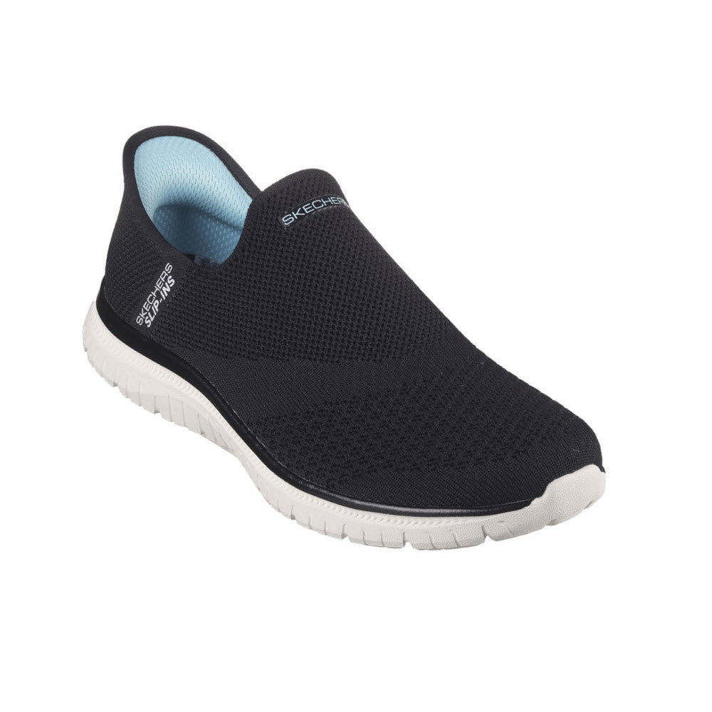 Skechers slip-on sneaker with a white sole, featuring an Air-Cooled Memory Foam insole.