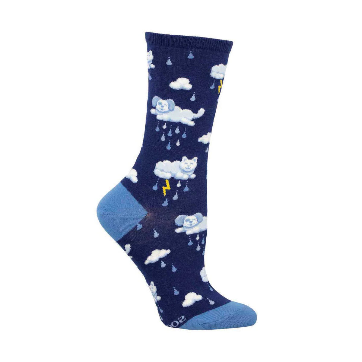 SOCKSMITH RAINING CATS & DOGS CREW SOCKS NAVY - WOMENS