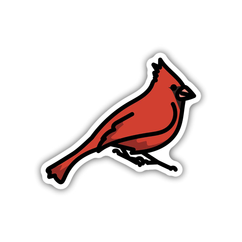 Sticker of a red cardinal bird in profile with a weatherproof, stylized outline from Stickers Northwest Cardinal.