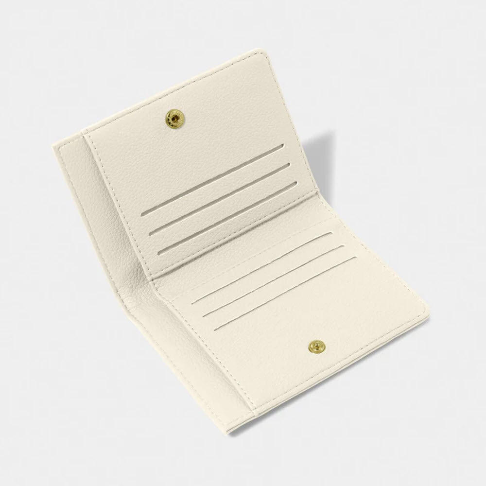 A Katie Loxton Jayde Wallet Ecru with multiple slots, displayed on a white background.