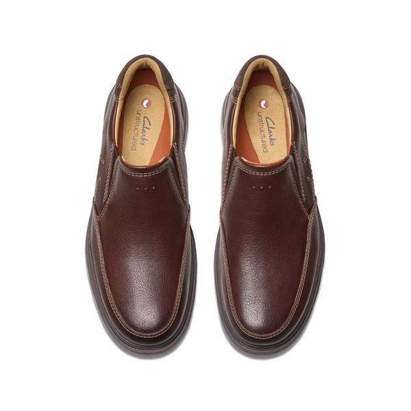 CLARKS UN BRILEY STEP SLIP ON MAHOGANY LEATHER - MENS - Lamey