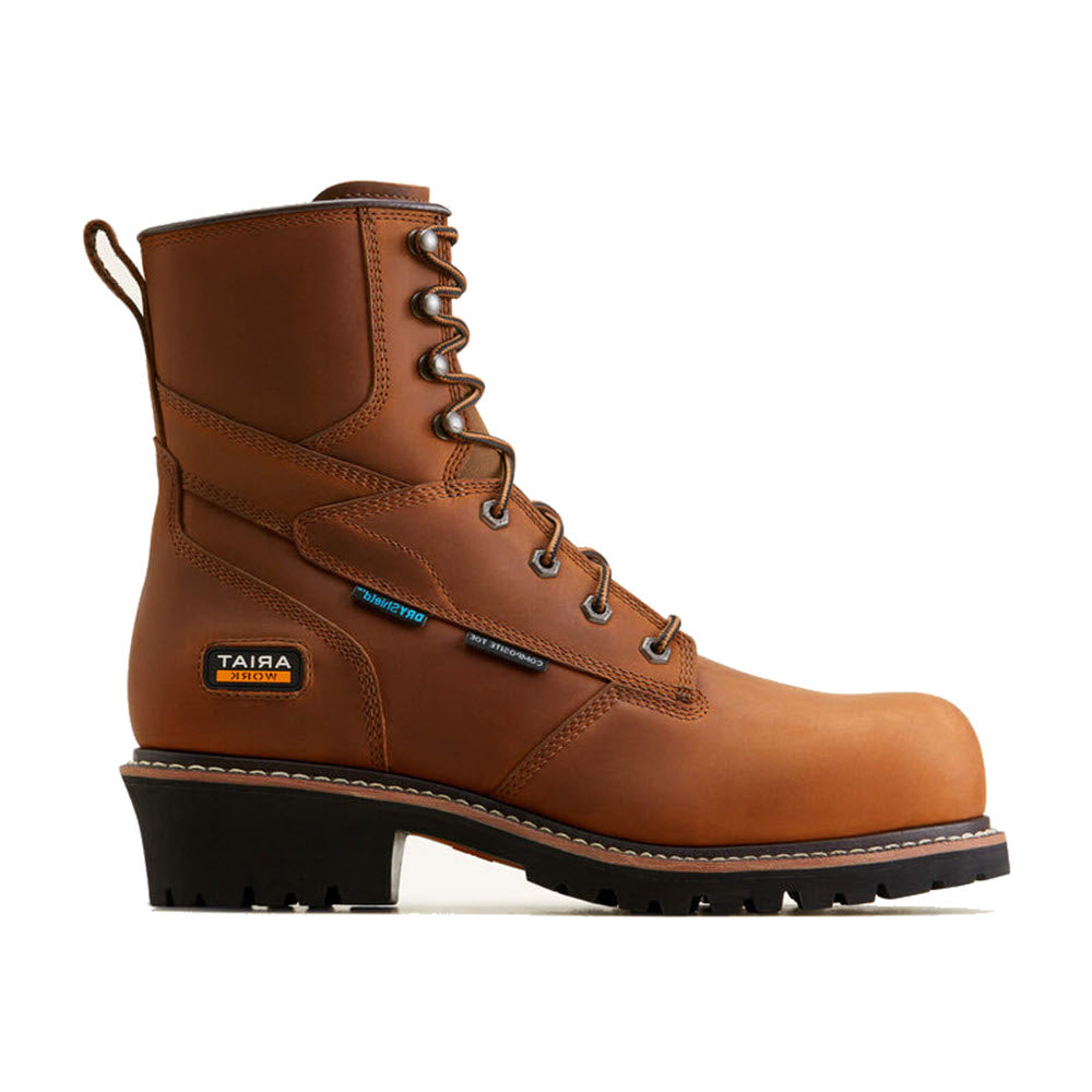 ARIAT COMP TOE 8 INCH SHOCK SHIELD WATERPROOF LOGGER 400 GRAMS INSUL COPPER BROWN - MENS