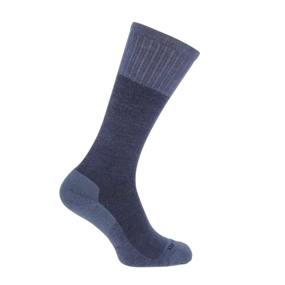A single Denim SOCKWELL THE BASIC KNEE-HI COMPRESSION 15-20 MMHG SOCK for men is displayed against a white background, designed to improve blood circulation and reduce varicose veins.