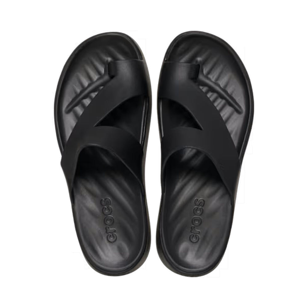 CROCS GETAWAY PLATFORM TOE LOOP BLACK - WOMENS