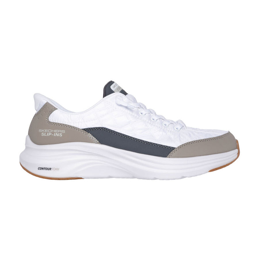 SKECHERS CONTOUR FOAM COZY FIT HANDS FREE WHITE TAUPE - MENS