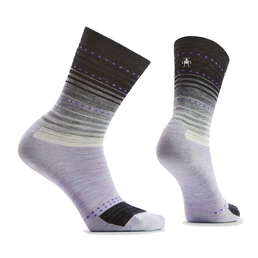 SMARTWOOL STITCH STRIPE CREW SOCKS PURPLE BLACK - WOMENS